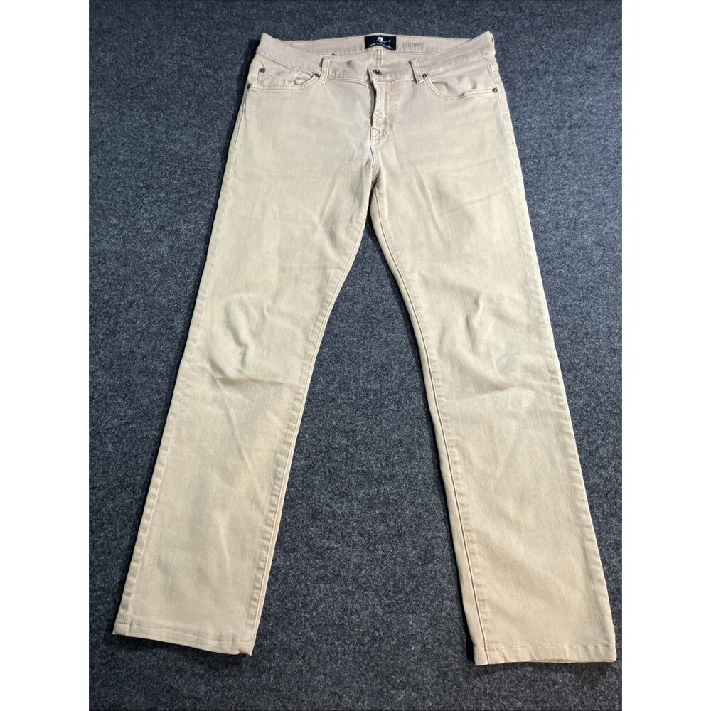 7 For All Mankind Luxe Performance Plus Men's Slimmy Tan Pants - 33 Waist